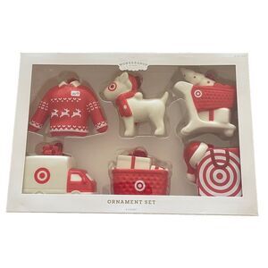 Wondershop Target Ceramic Christmas Tree Bullseye Ornament Set 6 Piece